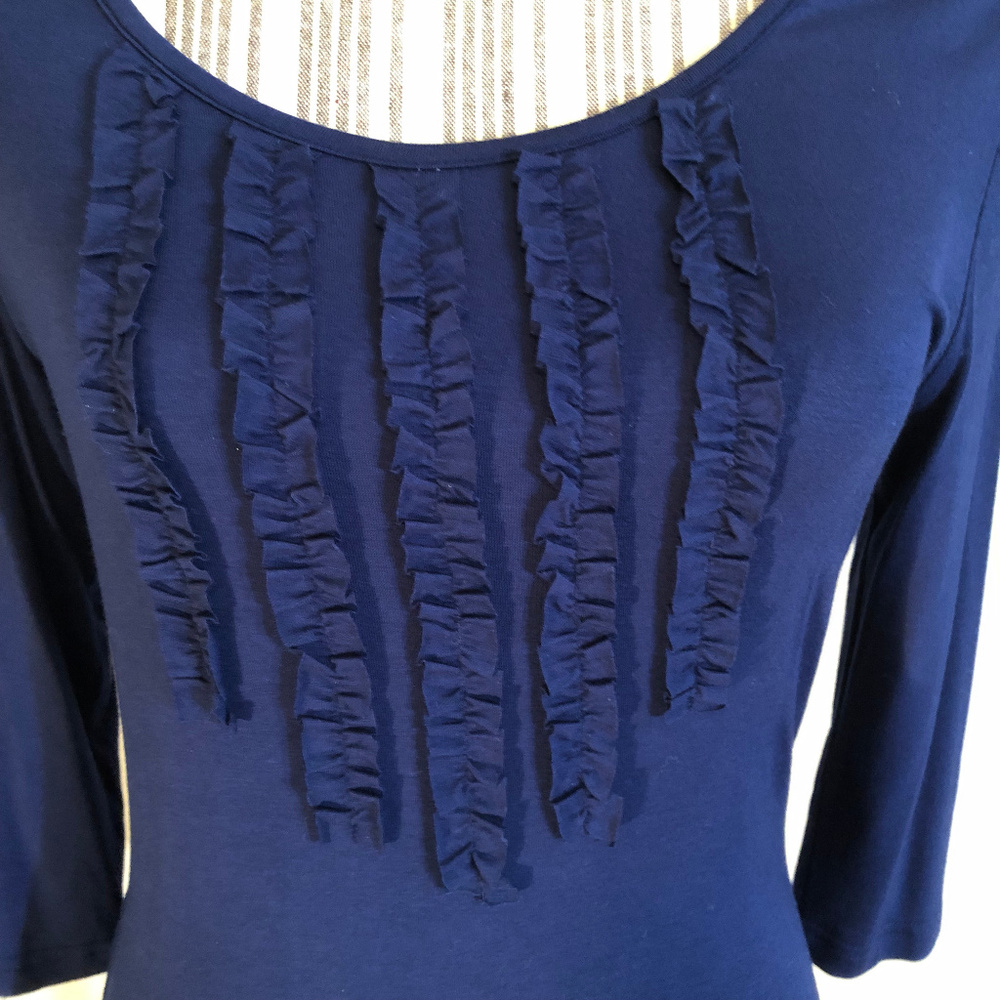 Mod Cloth Ruffled Top Blue Medium